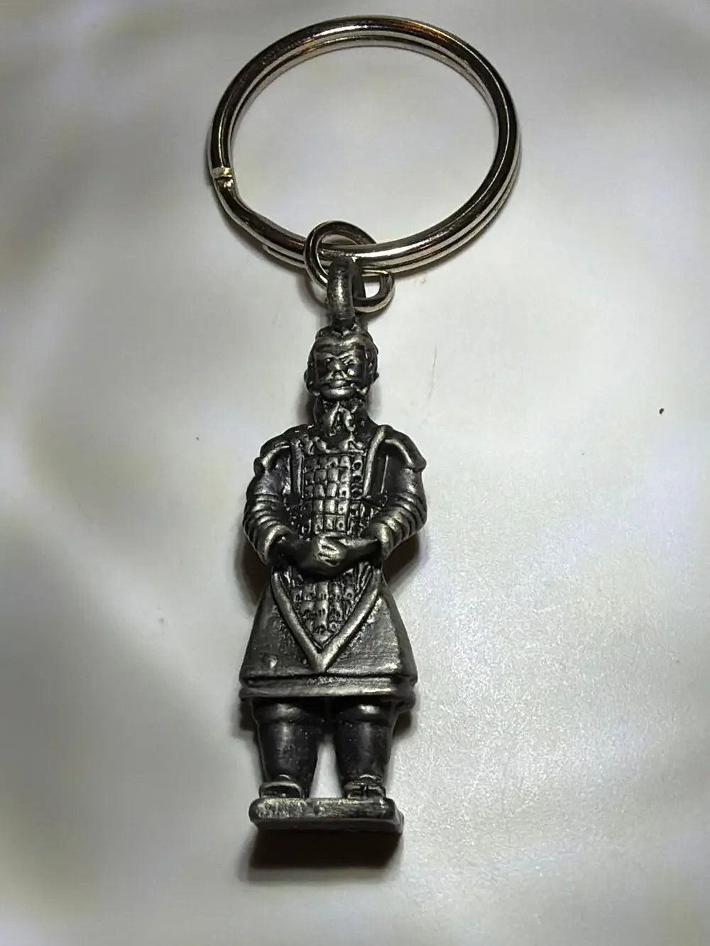 Vintage Pewter Scottish Highland Guard Piper Soldier Figure Keychain Key Ring